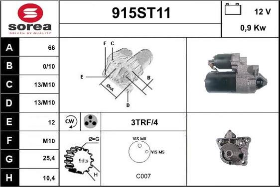 STARTCAR 915ST11 - Starter autospares.lv