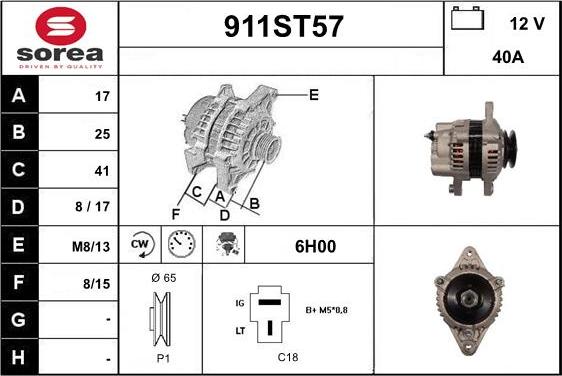 STARTCAR 911ST57 - Alternator autospares.lv