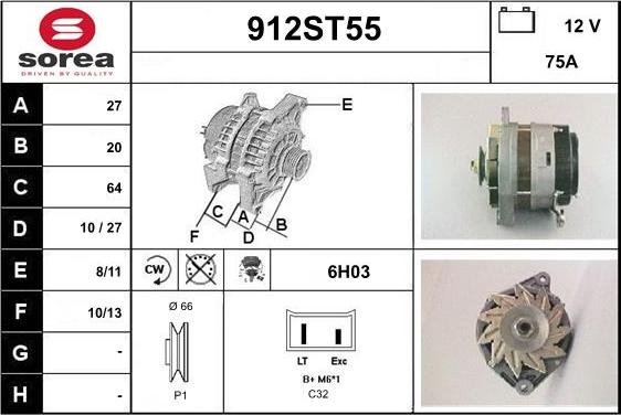 STARTCAR 912ST55 - Alternator autospares.lv