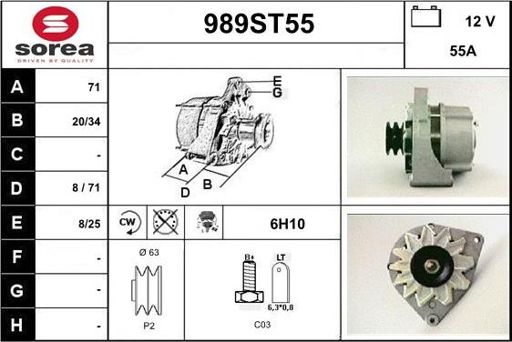 STARTCAR 989ST55 - Alternator autospares.lv