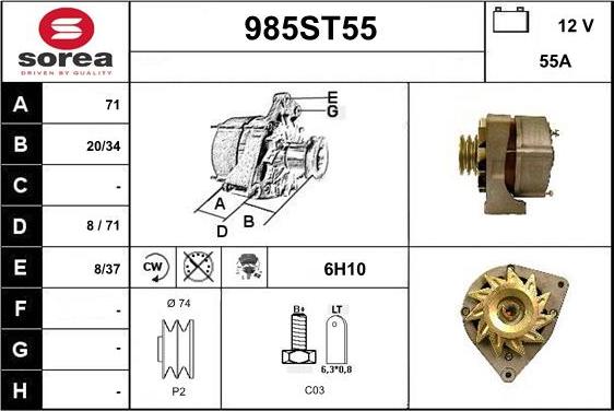 STARTCAR 985ST55 - Alternator autospares.lv