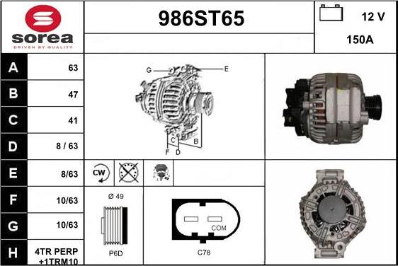 STARTCAR 986ST65 - Alternator autospares.lv