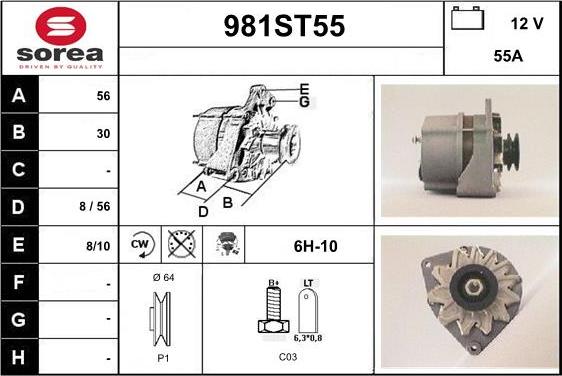 STARTCAR 981ST55 - Alternator autospares.lv