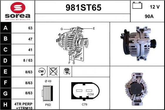 STARTCAR 981ST65 - Alternator autospares.lv