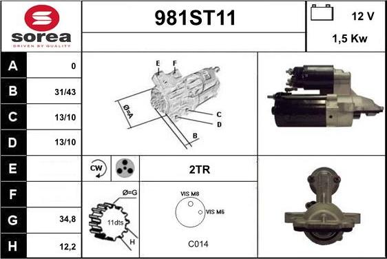 STARTCAR 981ST11 - Starter autospares.lv