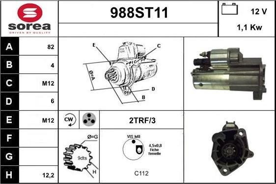 STARTCAR 988ST11 - Starter autospares.lv