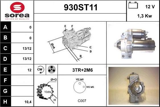 STARTCAR 930ST11 - Starter autospares.lv