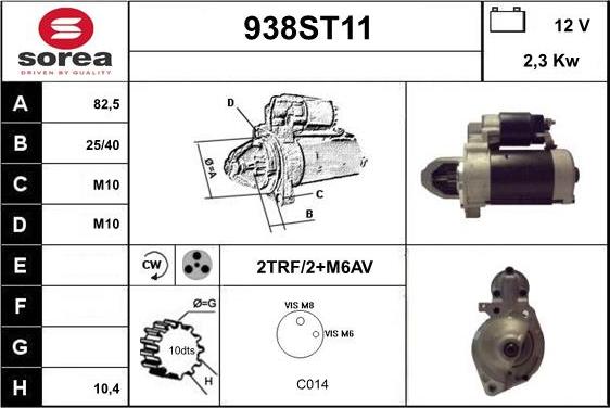 STARTCAR 938ST11 - Starter autospares.lv