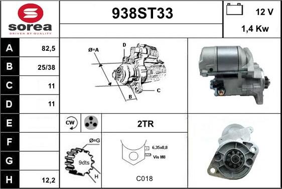 STARTCAR 938ST33 - Starter autospares.lv