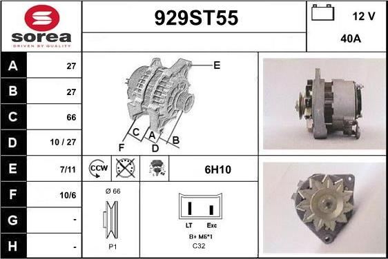 STARTCAR 929ST55 - Alternator autospares.lv