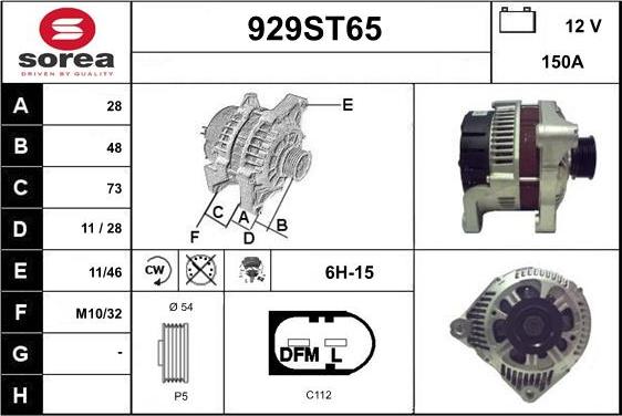 STARTCAR 929ST65 - Alternator autospares.lv