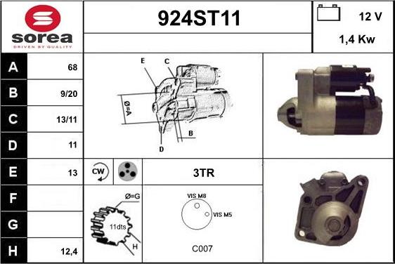 STARTCAR 924ST11 - Starter autospares.lv