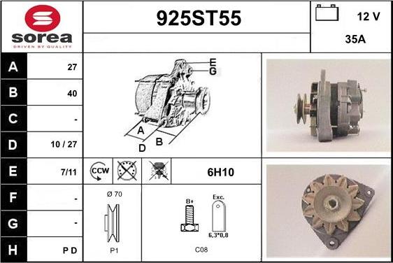 STARTCAR 925ST55 - Alternator autospares.lv