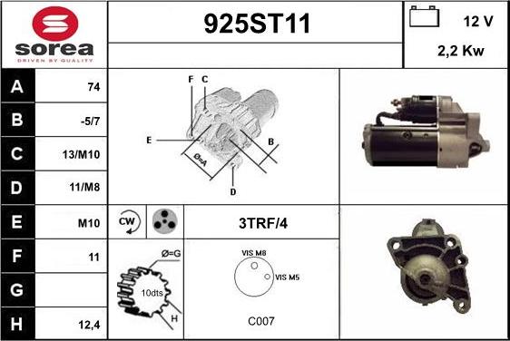 STARTCAR 925ST11 - Starter autospares.lv