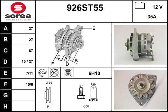 STARTCAR 926ST55 - Alternator autospares.lv