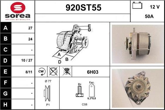 STARTCAR 920ST55 - Alternator autospares.lv