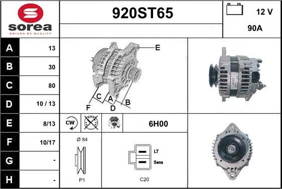 STARTCAR 920ST65 - Alternator autospares.lv