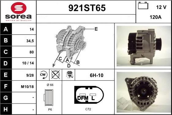 STARTCAR 921ST65 - Alternator autospares.lv