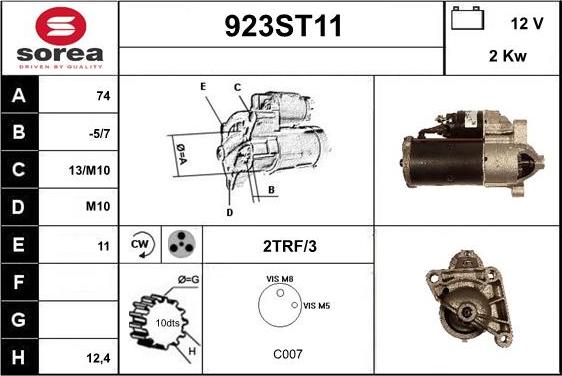 STARTCAR 923ST11 - Starter autospares.lv