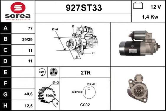 STARTCAR 927ST33 - Starter autospares.lv