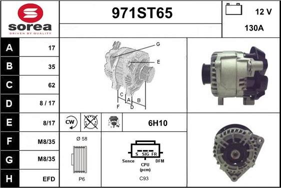 STARTCAR 971ST65 - Alternator autospares.lv