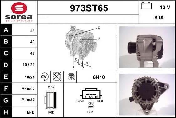 STARTCAR 973ST65 - Alternator autospares.lv