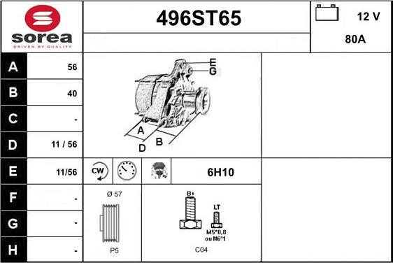 STARTCAR 496ST65 - Alternator autospares.lv