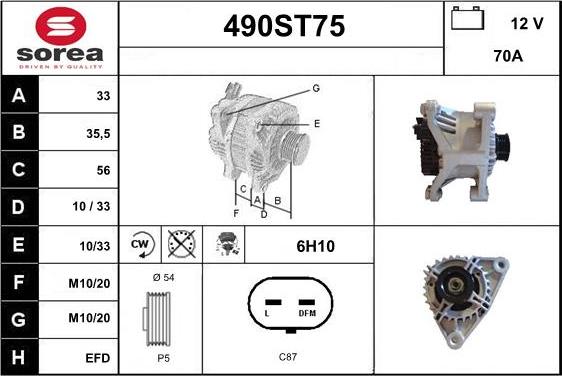 STARTCAR 490ST75 - Alternator autospares.lv