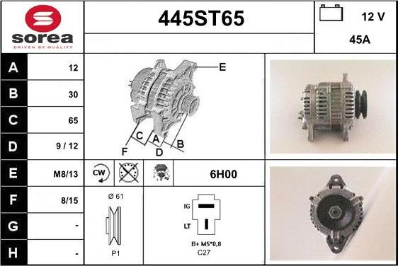 STARTCAR 445ST65 - Alternator autospares.lv