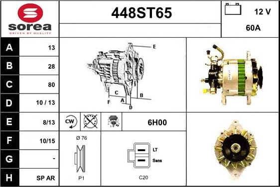 STARTCAR 448ST65 - Alternator autospares.lv