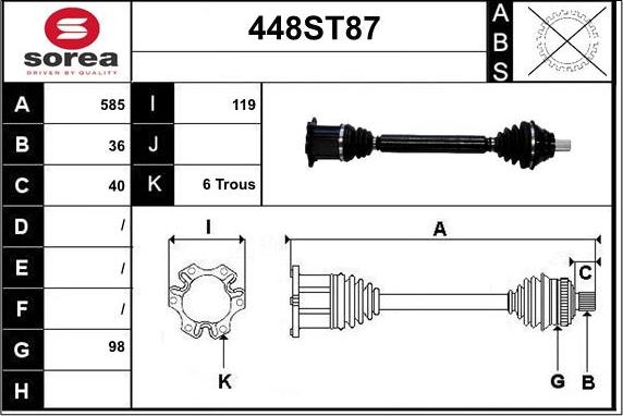 STARTCAR 448ST87 - Drive Shaft autospares.lv