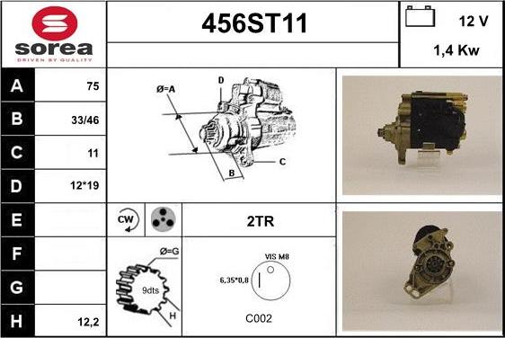 STARTCAR 456ST11 - Starter autospares.lv