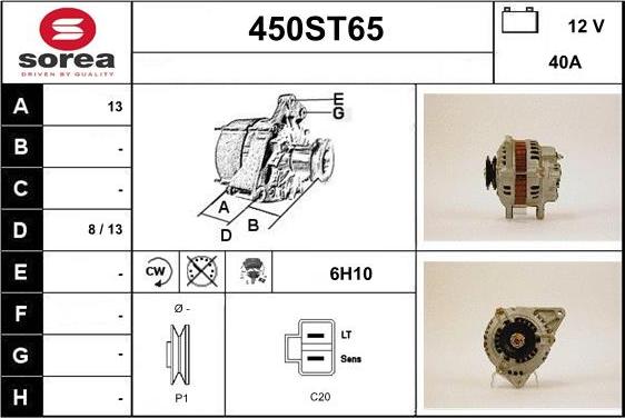 STARTCAR 450ST65 - Alternator autospares.lv
