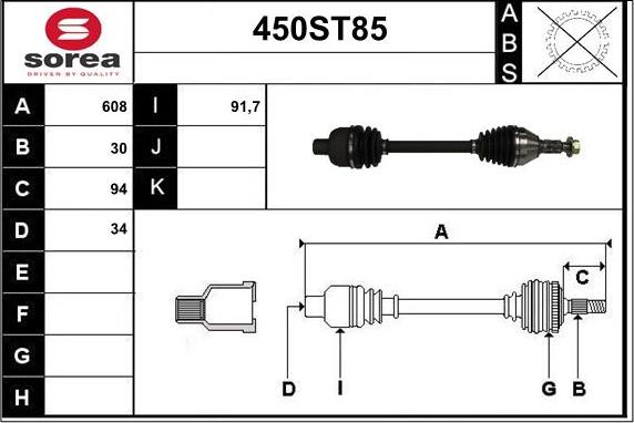 STARTCAR 450ST85 - Drive Shaft autospares.lv