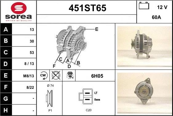 STARTCAR 451ST65 - Alternator autospares.lv
