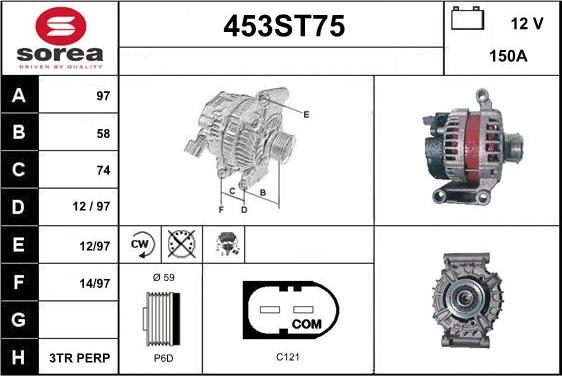 STARTCAR 453ST75 - Alternator autospares.lv