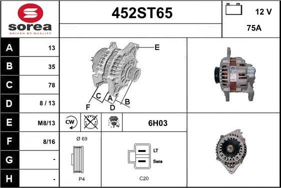 STARTCAR 452ST65 - Alternator autospares.lv