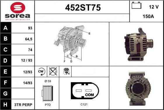 STARTCAR 452ST75 - Alternator autospares.lv