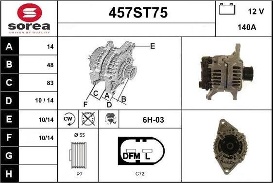 STARTCAR 457ST75 - Alternator autospares.lv