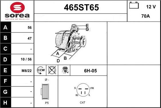 STARTCAR 465ST65 - Alternator autospares.lv