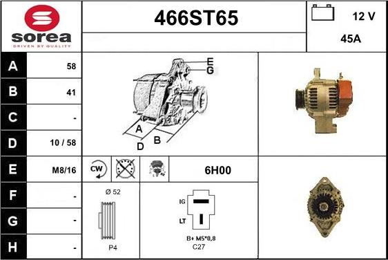 STARTCAR 466ST65 - Alternator autospares.lv