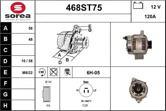 STARTCAR 468ST75 - Alternator autospares.lv