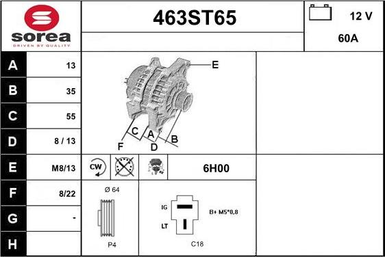 STARTCAR 463ST65 - Alternator autospares.lv