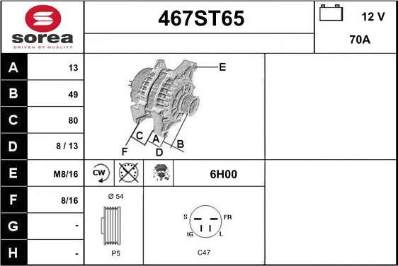 STARTCAR 467ST65 - Alternator autospares.lv