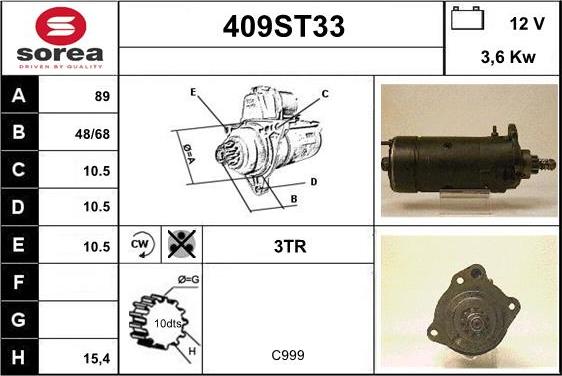 STARTCAR 409ST33 - Starter autospares.lv