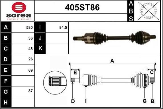 STARTCAR 405ST86 - Drive Shaft autospares.lv