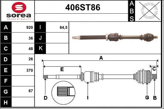 STARTCAR 406ST86 - Drive Shaft autospares.lv