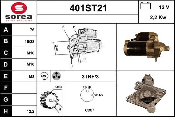 STARTCAR 401ST21 - Starter autospares.lv