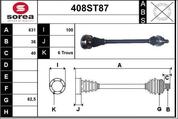 STARTCAR 408ST87 - Drive Shaft autospares.lv