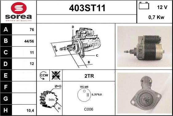 STARTCAR 403ST11 - Starter autospares.lv